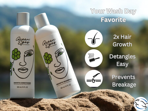 Green Eyes Tea Tree & Baobab Oil Wash Day Bundle, Hydrating Growth Shampoo and Conditioner - Dominican magic