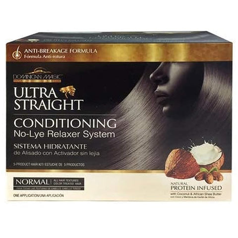 Dominican Magic Ultra Straight No Lye Hair Relaxer Kit – Gentle Formula for Smooth, Frizz-Free, and Straight Hair –  Professional Grade Relaxer, 7.4oz, Normal Strength - Dominican magic
