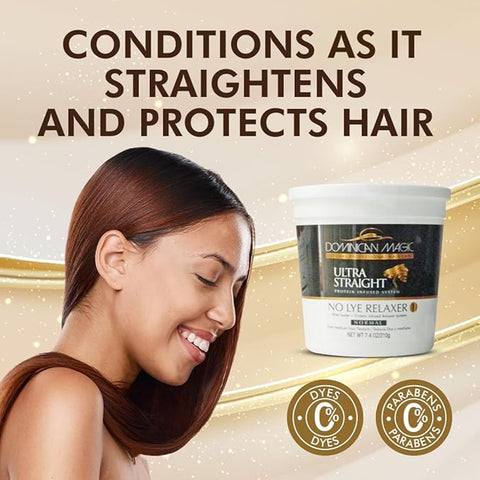 Dominican Magic Ultra Straight No Lye Hair Relaxer – Gentle Formula for Smooth, Frizz-Free, and Straight Hair – Professional Grade Relaxer 7.4oz, Super Strength, - Dominican magic